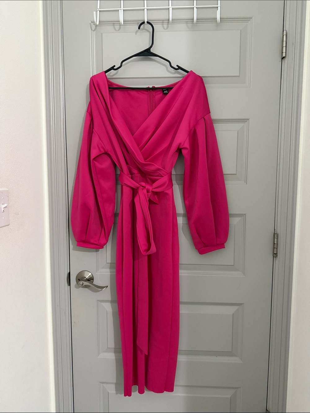 Pink Wrap Midi Dress with Tie Waist